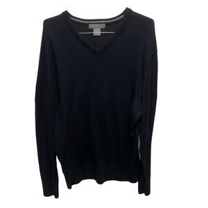 Daniel Cremieux Signature Cashmere Cotton V Neck Sweater Men L Black Long Sleeve
